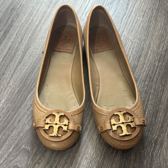 Tory Burch Shoes - Tory Burch Brown Leather Loafers with Gold Emblem